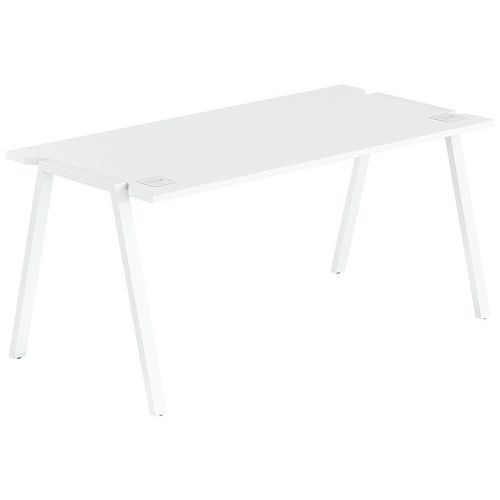 Bureau Gary 180 X 70 Cm Pied Blanc Plateau Blanc