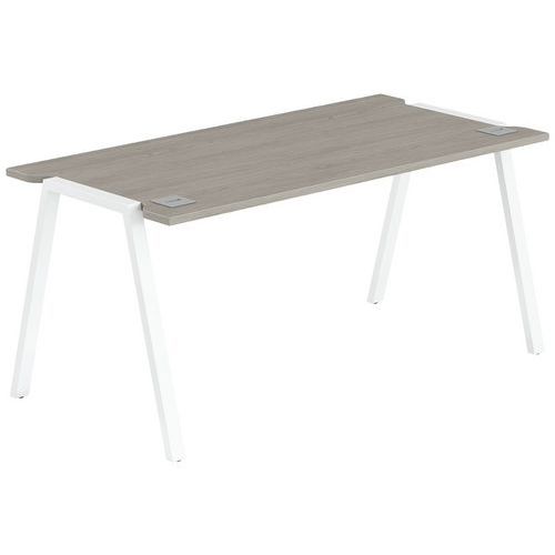 Bureau Gary 180 X 70 Cm Pied Blanc Plateau Chêne Gris