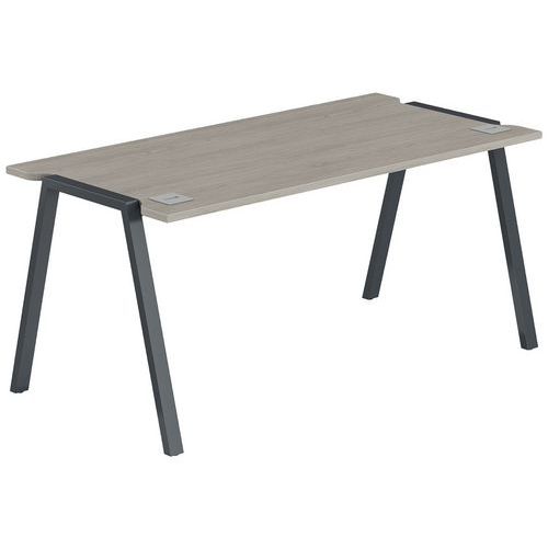 Bureau Gary 180 X 70 Cm Pied Anthracite Plateau Chêne Gris