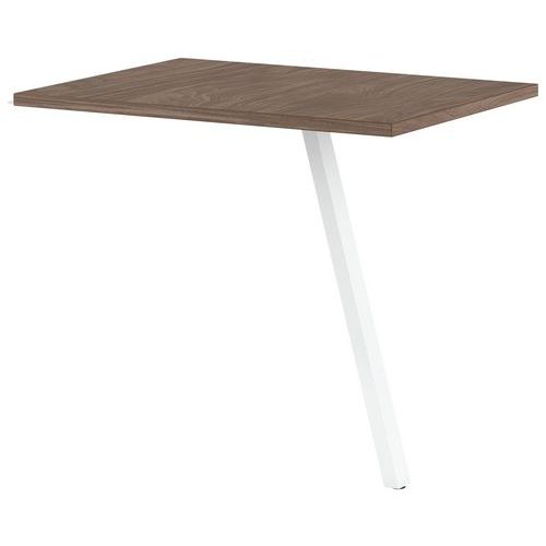 Retour Bureau Gary 80 X 60 Cm Pied Blanc Plateau Noyer