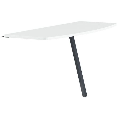 Extension Galbée Gary Pour 2 Bureaux 140 Cm Pied Anth. Plt. Blanc