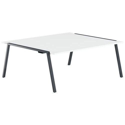 Table Réunion Gary 180 X 160 Cm Pied Anthracite Plateau Blanc