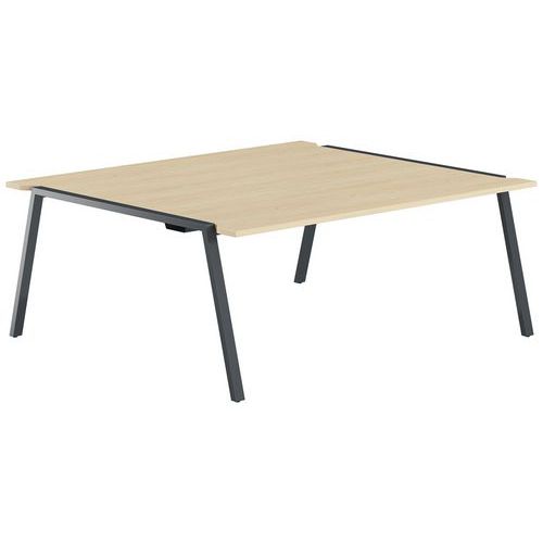 Table Réunion Gary 180 X 160 Cm Pied Anthracite Plateau Chêne Clair