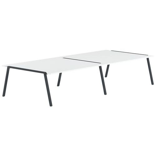 Table Réunion Gary 300 X 160 Cm Pied Anthracite Plateau Blanc