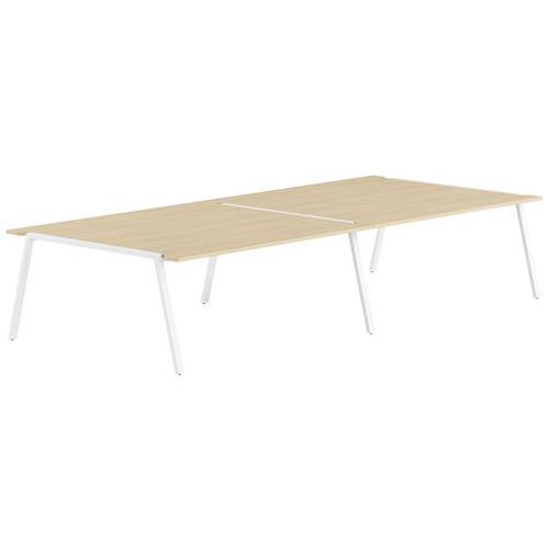 Table Réunion Gary 360 X 160 Cm Pied Blanc Plateau Chêne Clair