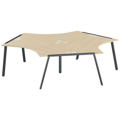 MBA - Pack 3 Postes Gary Symétriques 120cm - Plateau Chêne Clair, Piétement Anthracite - Éco-responsable, 40% Recyclé, 10 Ans Garantie