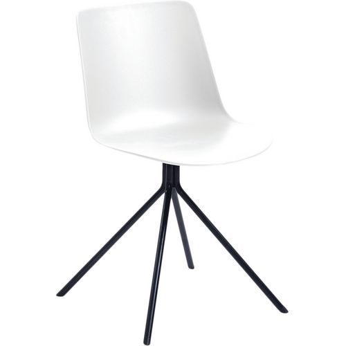 Lot De 2 Chaises Dn Pied Spider Noir Coque Polypro Blanche