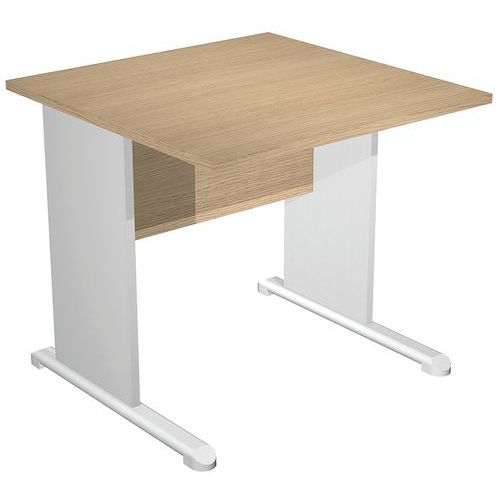 Artarredi - Bureau droit pieds L Fast 80 cm Chêne Gris Alu - Éco-responsable et Durable