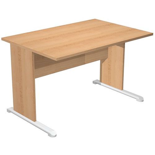 Artarredi - Bureau droit pieds L Fast 120 cm Hêtre/Alu - Plateau Mélaminé - Éco-responsable