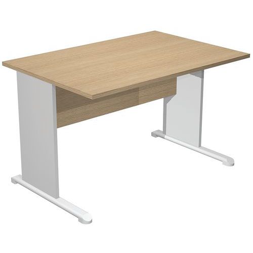 Artarredi - Bureau droit pieds L Fast 120 cm Chêne/Gris Alu - Éco-responsable et Durable