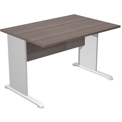 Bureau Droit Avec Pieds L Fast - 120 Cm - Frêne - Gris