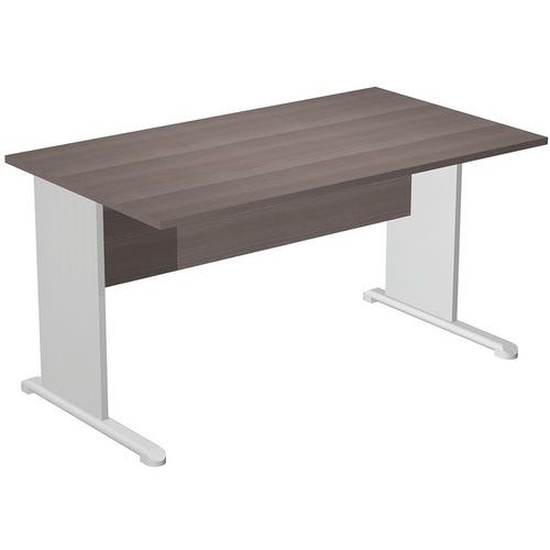 Bureau Droit Avec Pieds L Fast - 140 Cm - Frêne - Gris
