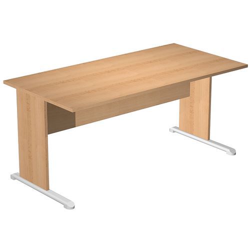 Artarredi - Bureau droit L Fast 160cm Hêtre/Alu - Éco-responsable - Plateau Mélaminé - 160x80cm
