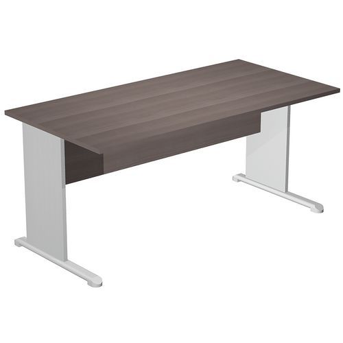 Bureau Droit Avec Pieds L Fast - 160 Cm - Frêne - Gris