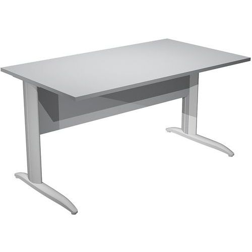 Artarredi - Bureau droit Fast 140 cm - Gris - Plateau mélaminé - Pieds métal en L - Éco-responsable