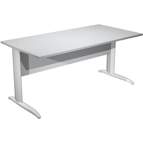 Artarredi - Bureau droit Fast 160 cm Gris - Plateau Mélaminé - Pieds Métal L - Éco-responsable