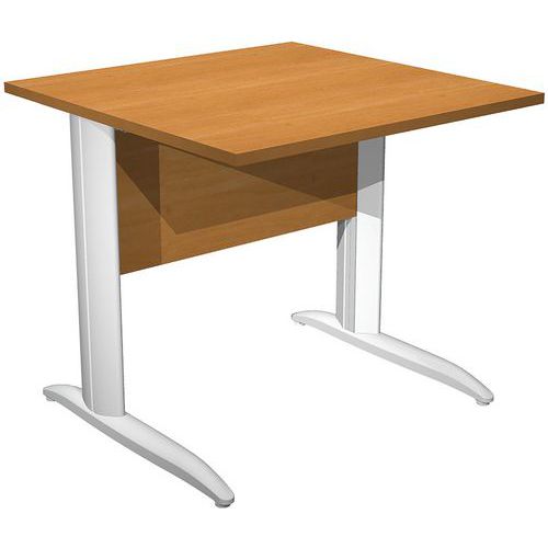Bureau Droit Pieds L En Métal Fast - 80 Cm - Aulne - Blanc