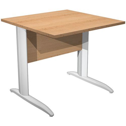 Bureau Droit Pieds L En Métal Fast - 80 Cm - Hêtre - Blanc