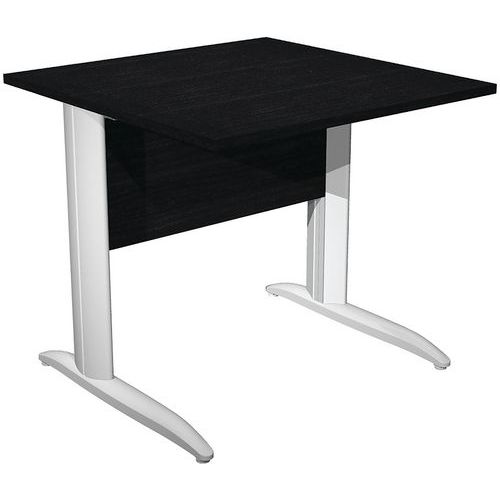 Bureau Droit Pieds L En Métal Fast - 80 Cm - Noir - Blanc