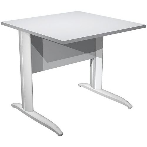 Bureau Droit Pieds L En Métal Fast - 80 Cm - Gris - Blanc