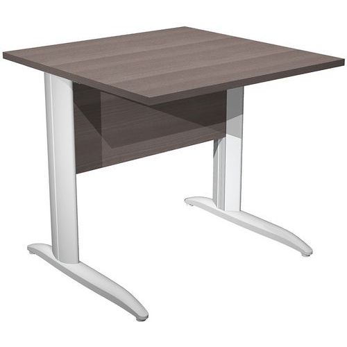 Bureau Droit Pieds L En Métal Fast - 80 Cm - Frêne - Blanc
