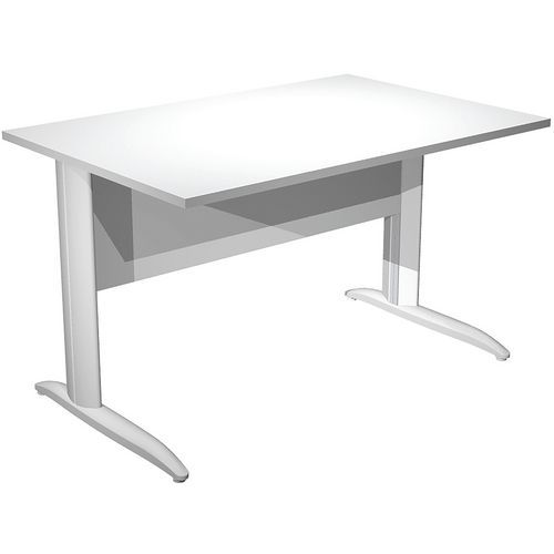 Artarredi - Bureau droit Fast 120 cm Blanc - Pieds Métal L - Plateau Mélaminé - Éco-responsable