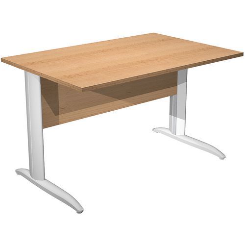 Bureau Droit Pieds L En Métal Fast 120 Cm Hêtre Blanc