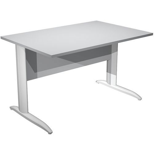Bureau Droit Pieds L En Métal Fast - 120 Cm - Gris - Blanc