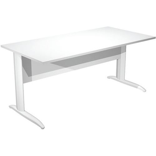 Artarredi - Bureau droit Fast 160 cm - Blanc - Pieds L métal - Éco-responsable