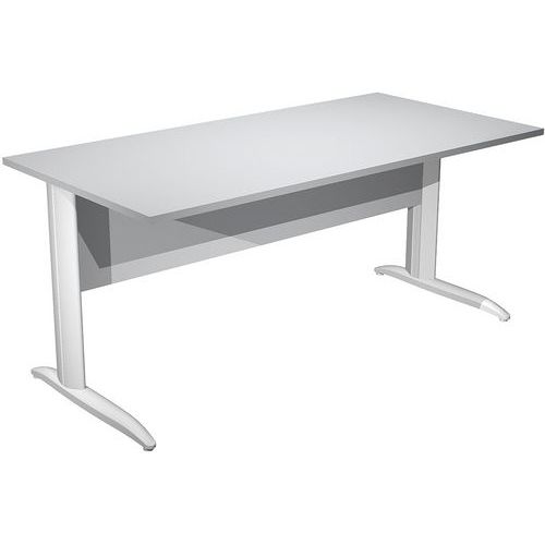 Artarredi - Bureau droit Fast - 160 cm Gris Blanc - Pieds Métal L - Éco-responsable