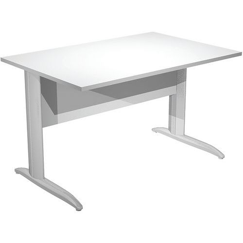 Artarredi - Bureau droit Fast 120 cm Blanc Chrome - Pieds Métal L - Éco-responsable