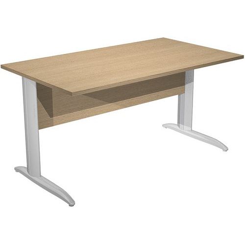 Artarredi - Bureau droit Fast 140 cm Chêne/Chrome - Pieds Métal L - Éco-responsable