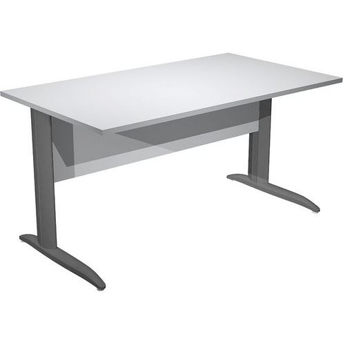 Bureau Droit Pieds L Métal Fast 140 Cm - Blanc Anthracite