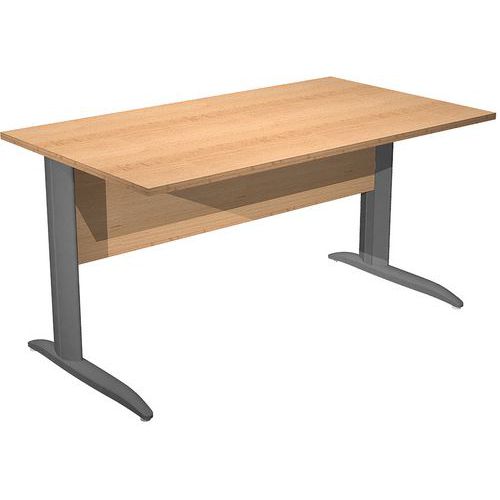 Artarredi - Bureau droit Fast 140 cm - Hêtre Anthracite - Pieds L Métal - Éco-responsable