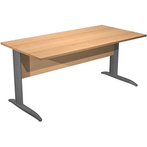 Artarredi - Bureau droit Fast 160 cm Hêtre - Pieds L Métal Anthracite - Éco-responsable