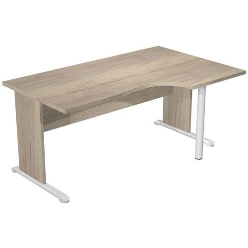 Artarredi - Bureau 90° droit pieds L bois Fast 160cm Chêne canadien Taupe - Éco-responsable et recyclable