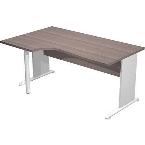 Bureau 90° Gauche Pieds L Bois Fast - 160cm - Frêne - Gris