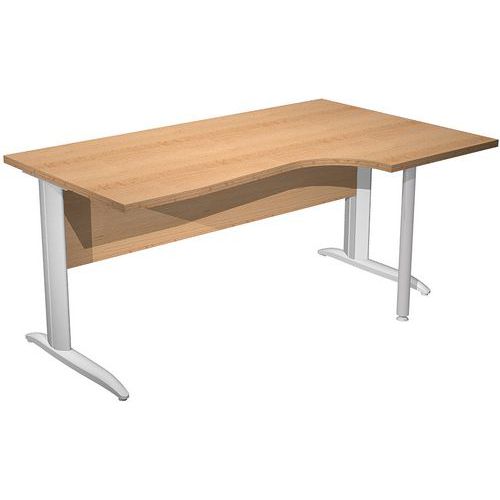 Bureau 90° Droit Pieds L Métal Fast 160cm - Hêtre