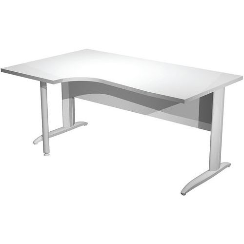 Bureau 90° Gauche Pieds L Métal Fast 160cm Blanc Blanc