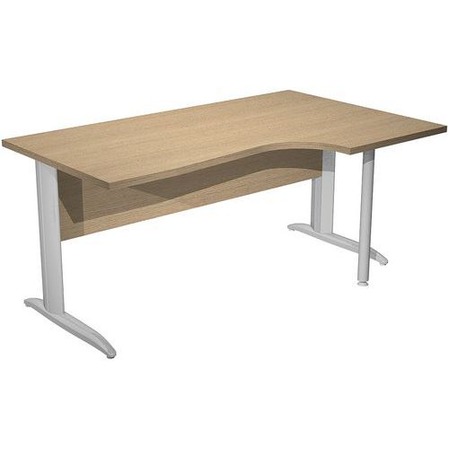 Artarredi - Bureau d'angle 90° Fast 160cm Chêne - Pieds Métal Gris/Argent - Éco-responsable