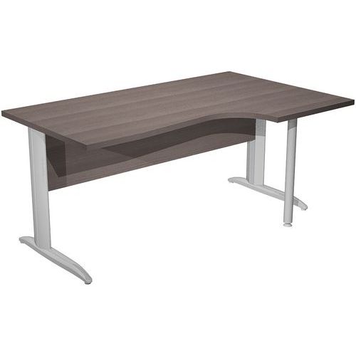 Bureau 90° Pieds L Métal Fast 160cm - Frêne - Chrome