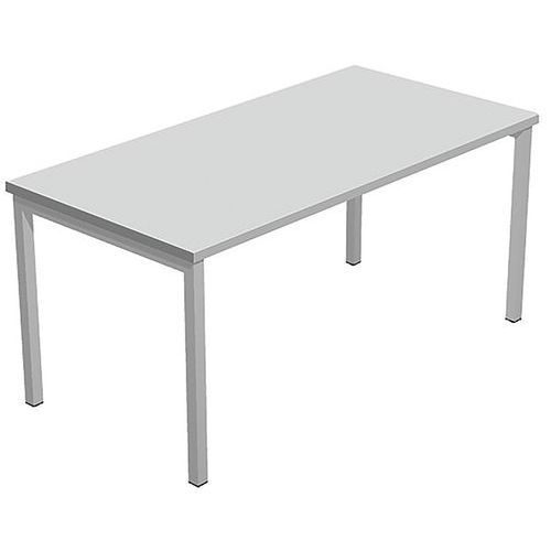 Artarredi - Bureau droit Fast 140cm - Gris - 4 pieds métal - Plateau mélaminé - Éco-responsable