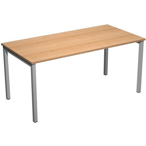 Artarredi - Bureau droit Fast 160cm Hêtre Gris - 4 pieds métal - Éco-responsable