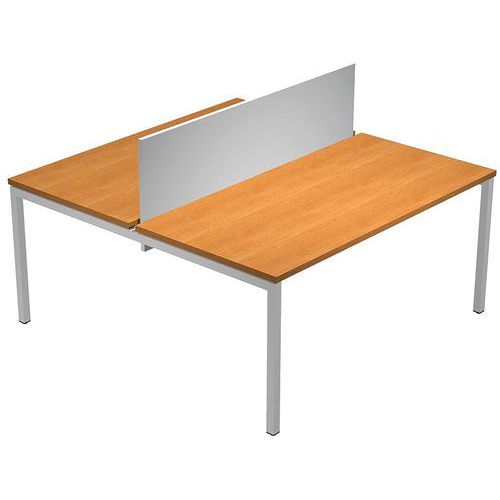 Artarredi - Bureau bench Fast 4 pieds avec écran - 160x164cm Noyer Gris - Éco-responsable