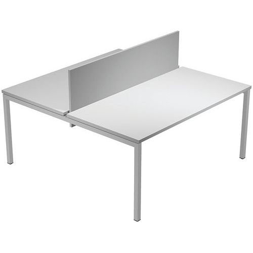 Bureau Bench Fast 4 Pieds Panneau Écran 160x164cm - Gris