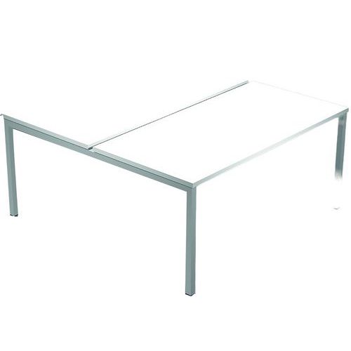 Artarredi - Bureau bench Fast 4 pieds section carré 80x164 cm - Blanc Gris - Éco-responsable