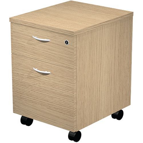 Caisson Mobile Hauteur Bureau Monté 2 Tiroirs Fast - Chêne
