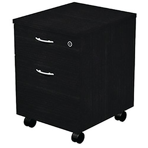 Caisson Mobile Hauteur Bureau Demonté 2 Tiroirs Fast Noir