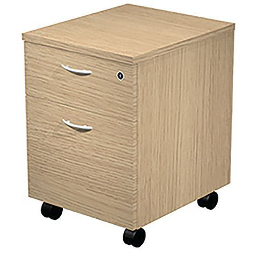 Caisson Mobile Hauteur Bureau Demonté 2 Tiroirs Fast Chêne