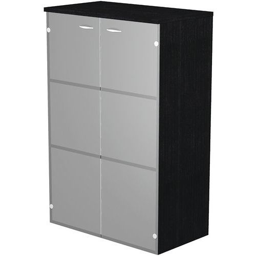 Meuble Mi-haut Fast Portes En Verre - P35cm - Noir